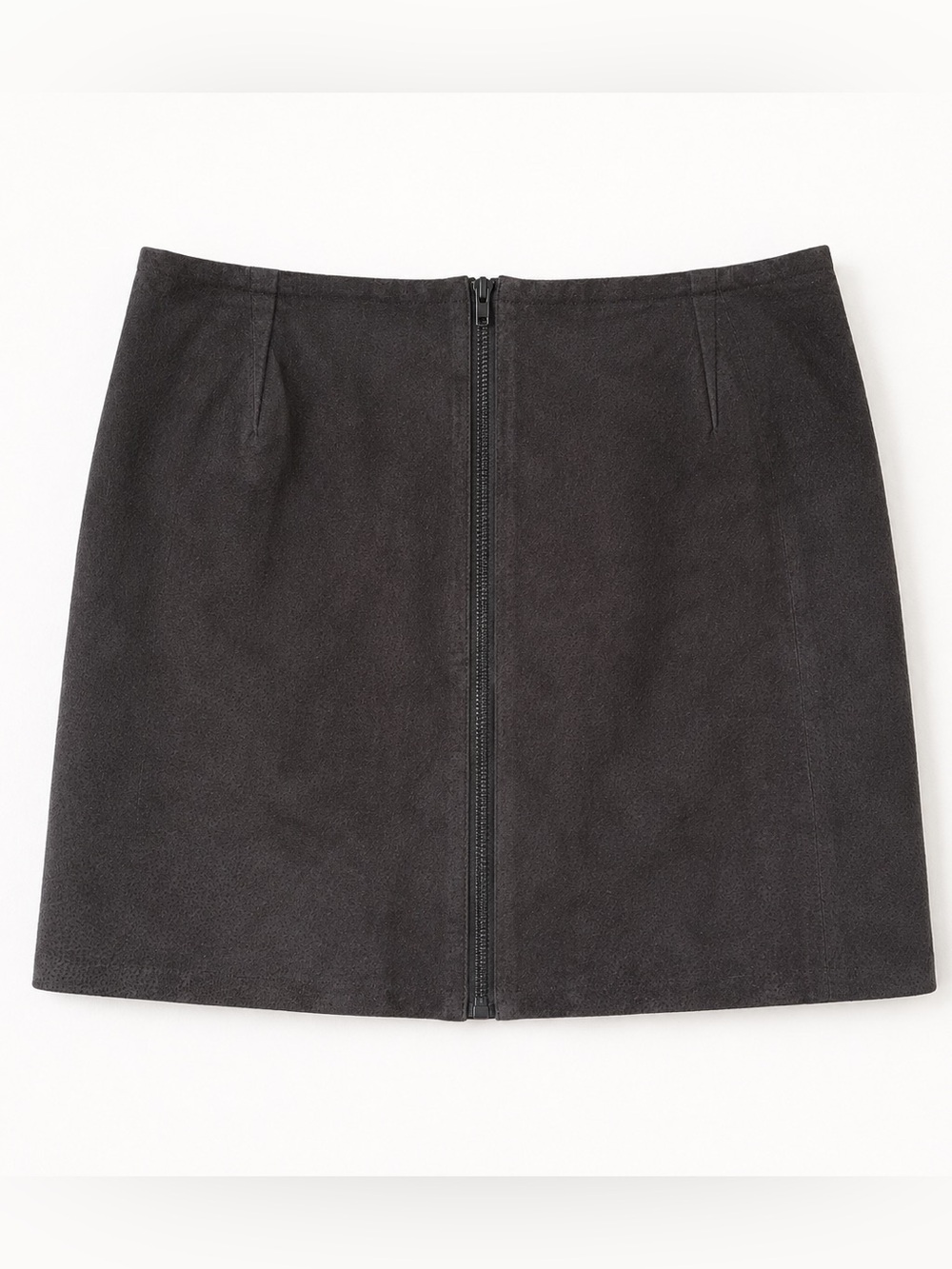 BLANKNYC Gray Genuine Leather Mini Skirt Size 30 Front Zip Y2K Moto
